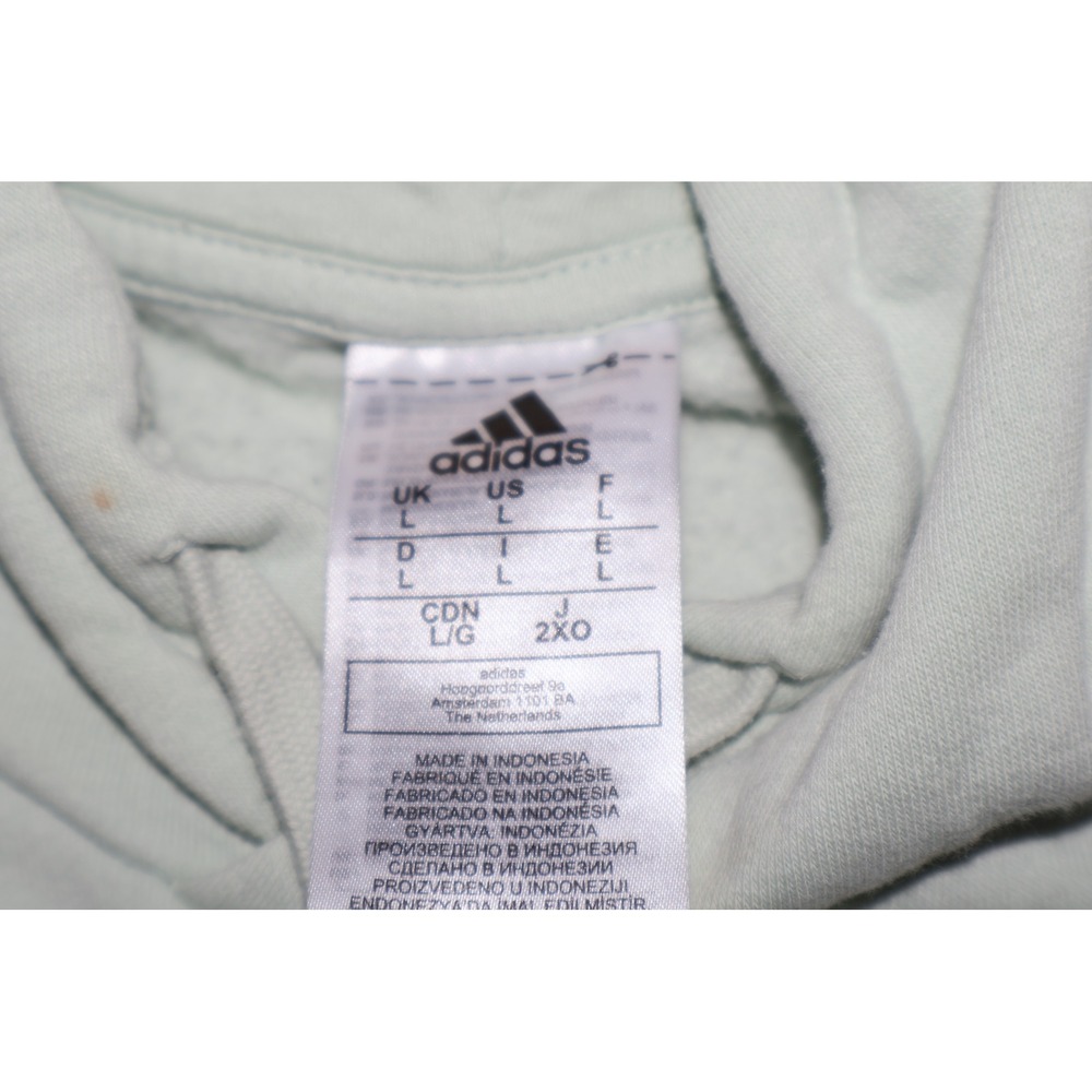 Adidas Hoodie Mens Large Light Green Embroidered Logo Fleece Pullover ** - Picture 5 of 10